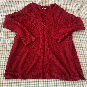 Maurices Deep Red V-Neck Sweater